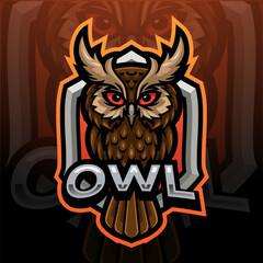 Owl esport mascot logo design
