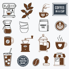 coffee cup icons set.coffee vector set clipart design