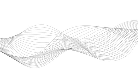 Wavy digital futuristic technology curve ocean lines on transparent background. Thin line wavy abstract vector background. Curve wave seamless pattern. Vector illustration.	