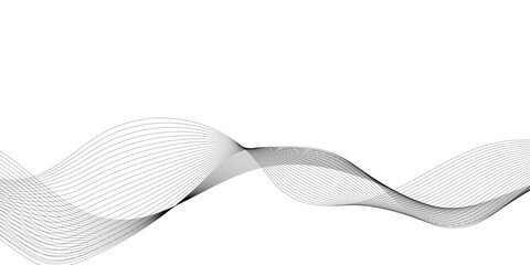 Wavy business curve lines on transparent background. Abstract ocean wave line background. Wave swirl, frequency sound wave, twisted curve lines with blend effect. Vector illustration	