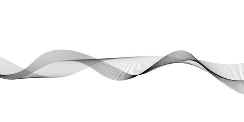 Wavy digital futuristic technology curve ocean lines on transparent background. Thin line wavy abstract vector background. Curve wave seamless pattern. Vector illustration.	