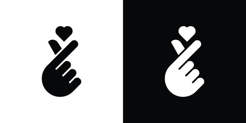 korean heart icon solid style collection. flat style symbols