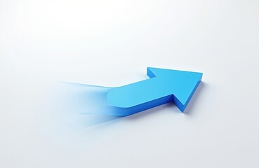 Blue arrow moves quickly forward on white background. Symbol shows progress growth and success. Concept for business positive trend and future direction.