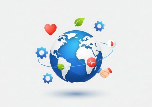 Global healthcare network and medical technology connecting the world