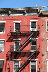 external metal stairway serving as fire escape and emergency exit in an american suburb