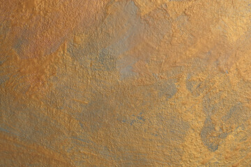 Art oil, Acrylic brush stroke smear blot relief painting canvas wall. Abstract glow texture gold, bronze, olor stain background.
