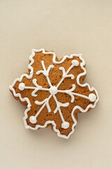 New Year's gingerbread cookies on a beige background