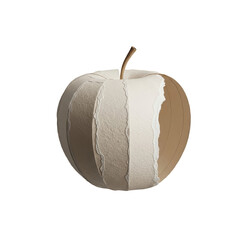 Apple made of Craft paper isolated on transparent background, 