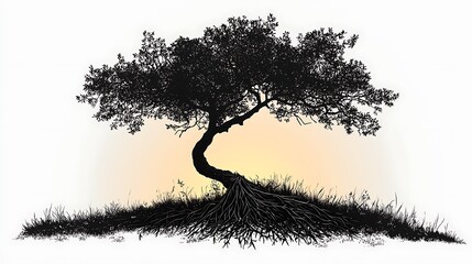 Calm evening tree silhouette reflection high resolution picture