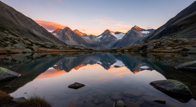 Mountain lake reflection landscape scenic alps travel view