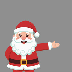 Flat Vector Santa Claus Presenting Gesture Illustration | Cute Christmas Character Design, Ideal for holiday marketing, christmas poster, template designs, sale promotions, and festive advertising