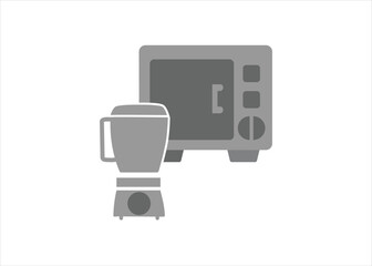 Kitchen appliance silhouettes vector set showing blender ,oven for cooking and home essentials