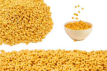 Corn-flakes background and texture. Top view.