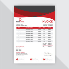 Professional corporate business invoice design with abstract geometric shapes, Print accounting or finance documents ready for payments and budgeting. Modern and creative office invoice template