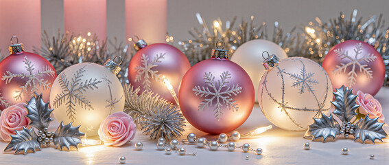 christmas decoration on a pink background