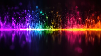 Wave diffraction colors laser interference patterns rainbow spectrum light beams vertical streaks magenta violet cyan emerald yellow orange crimson reflection