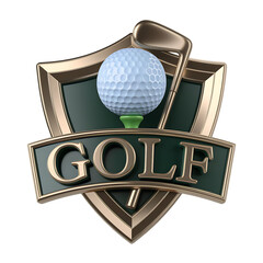 Golf emblem with ball and club