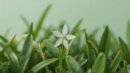 A small white flower among green leaves.