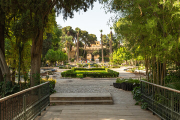 View of the Jnan Sbil gardens, a large public park near Fez medina, Morocco