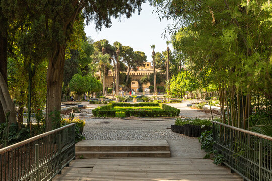 View of the Jnan Sbil gardens, a large public park near Fez medina, Morocco