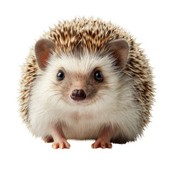 Cute Hedgehog With Soft Fur and Spiky Quills Posed on a White Background in a Playful Manner