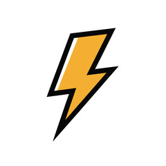 A bright yellow lightning bolt symbol against a white background.