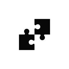 Two black puzzle pieces are about to connect on a white background.