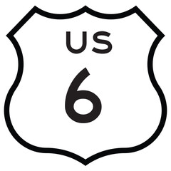 US Route 6 Shield Sign Highway Route Marker Editable Vector