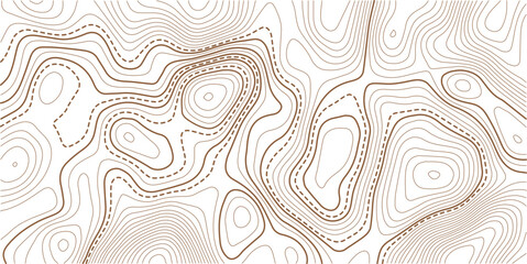 Fototapeta premium Golden line art background vector. Mountain topographic terrain map background with gold lines texture.Geographic mountain relief diagram line wave carve pattern.