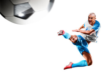 Football players. Soccer championship. Sports concept. Professional soccer player in action. Soccer. Image on a white. Isolated