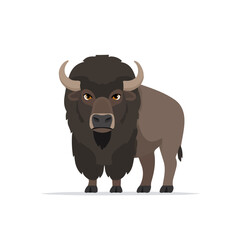 Clean 2D flat vector depiction of a Buffalo, designed in minimalist modern style with white background.