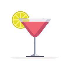 2D minimalist flat vector of a Cocktail, contemporary clean design isolated on white.