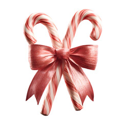 Two candy canes tied with a sparkly red bow