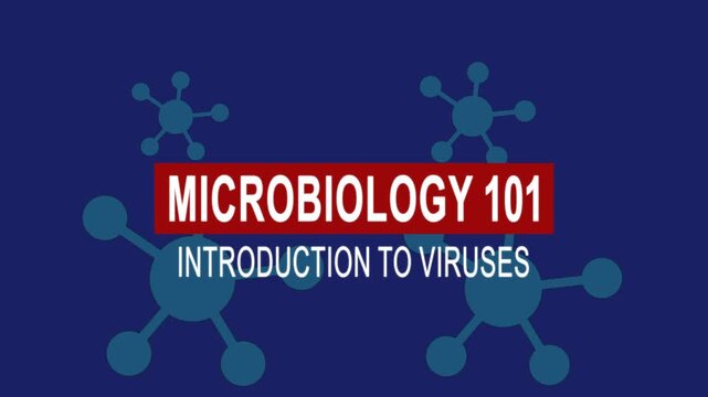 Microbiology 101 introduction to viruses. Medical news alert headline virus animation background. Health concept.