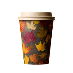 To go coffee cup with autumn leaf pattern