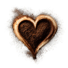Heart shape made of coffee grounds