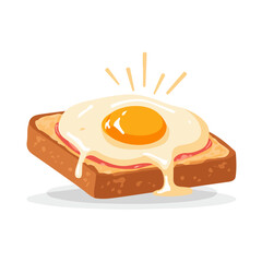 Croque Madame flat vector illustration in a modern and simple 2D style, placed on a white background.