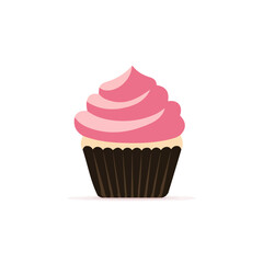 Cupcake flat vector illustration in a modern and simple 2D style, placed on a white background.