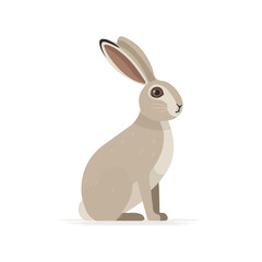 Hare flat vector illustration in a modern and simple 2D style, placed on a white background.