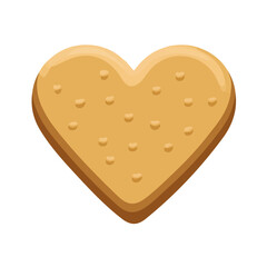 Modern flat 2D vector illustration of a Heart-shaped Cookie, minimal design style on a white background.