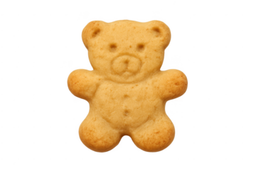 Teddy bear shaped cookie biscuit on transparent background