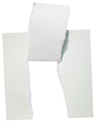 Light green paper torn in the middle on a transparent background