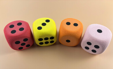 Colorful Dice Set for Math Learning in Bright Multicolor Row