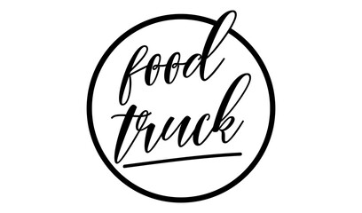 Food truck logo design. Street food festival vintage label for restaurant menu, delivery car, packaging design, Branding and Merchandise. American urban snack eatery, hipster party vector retro emblem