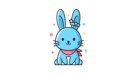 Cartoon bunny illustration with star decoration and pastel colors