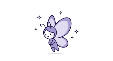 Cartoon butterfly character illustration on white background design element
