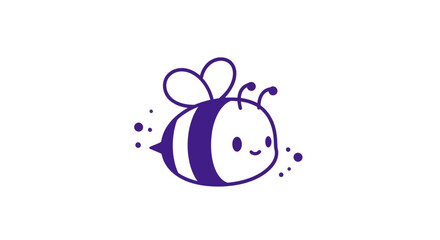 Cartoon bee illustration in blue on white background design element