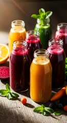 Freshly Squeezed Juices in Glass Bottles