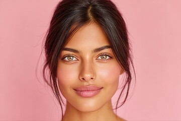 Soft pink background beauty portrait