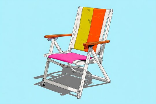 Colorful folding beach chair high resolution picture